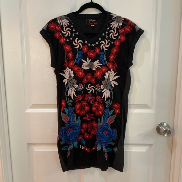 Johnny Was Biya Embroidered Black Teesha Boho Tunic Dress Size Small - Picture 10 of 10